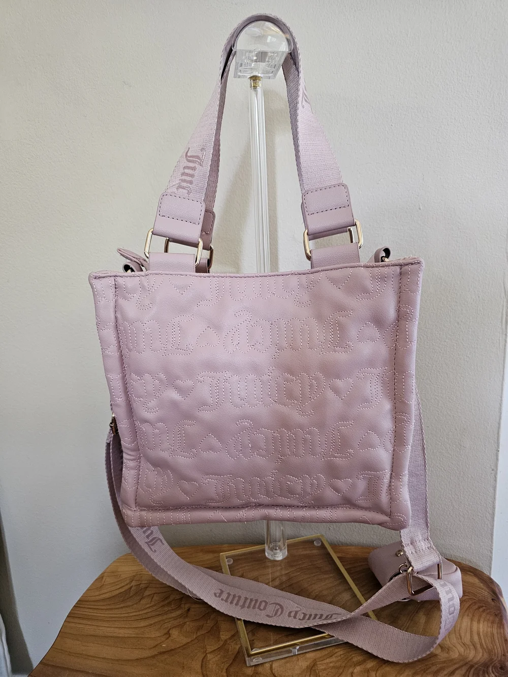 Juicy Couture Pink Quilted Tote Bag with Crossbody Strap - Picture 7 of 7